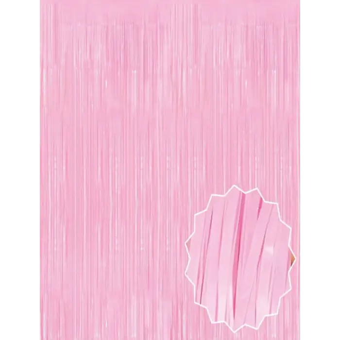 Soft Pembe Püsküllü Kapı Perdesi - Parti, Baby Shower, Cinsiyet Partisi 1x2 M