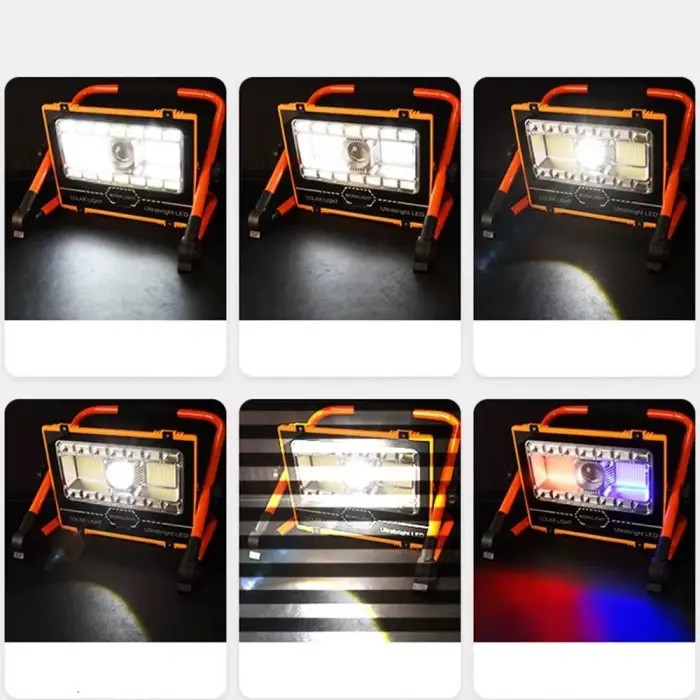 Wt-734 P70 Led Solar Panel Şarjlı Taşınabilir Projektör (176 Smd + Yan Led)