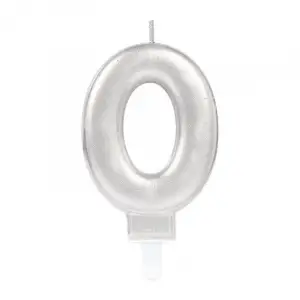 0 Rakam Mum Gümüş Renk (5047)