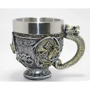 3d Ejderha Figürlü Kabartmalı Paslanmaz Çelik Kupa Bardak Alk4481