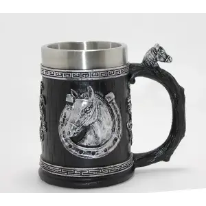 3d Kabartmalı At Büstü Paslanmaz Çelik Kupa Bardak Alk4475