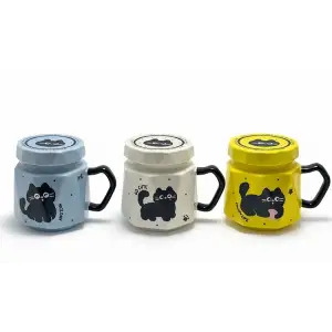 3d Kedi Figürlü Kapaklı Kupa Bardak Alk5034