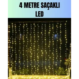 4 Metre Yılbaşı Şelale Led Perde Işık Ev Bahçe Dekor
