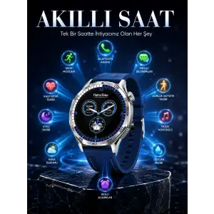 AMOLED Ekranlı Bluetooth Akıllı Saat 3 Kordonlu Uzun Pil Ömürlü