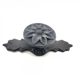 Antika Tarz Dekoratif Pirinç Çiçek Düğme - 29x70 Mm, Oksit