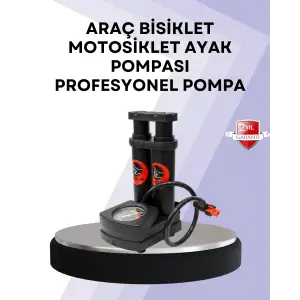 Basınç Saatli Ayak Pompası Bisiklet ve Araç Uyumlu