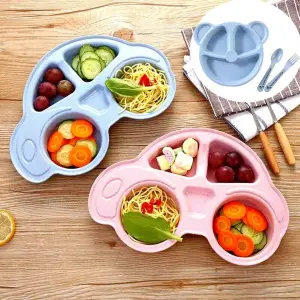 Bebekler İçin Araba Şeklinde Sevimli Mama Tabağı Çocuk Tabldot (5047)
