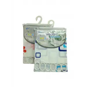 ÇİF KANAT PVC BANYO PERDESİ 2  PARÇA  X 90X180CM - 12 HALKALI (5047)
