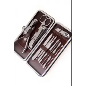 Deri Çantalı 12li Manikür Seti