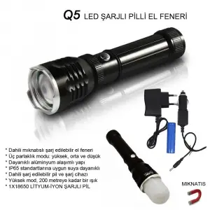 Flaşörlü Uzun Mesafeli Şarjlı Pilli Mıknatıslı El Feneri  Wt-282