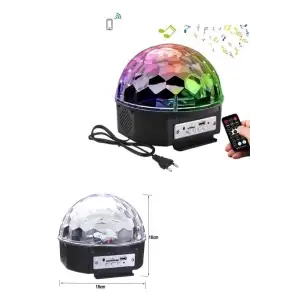 Led Işık Disko Topu Bluetooth Hoparlörlü USB Müzik Çalar Kumandalı