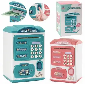 Parmak İzi Görünümlü Elektronik Şifreli Otomatik Kağıt Para Alan ATM Kumbara (5047)