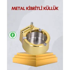 Paslanmaz Çelik Küllük Çakmaklı Masa Üstü Kullanım