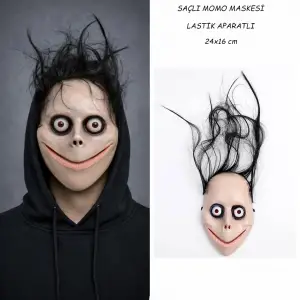 Saçlı Momo Korku Maskesi 24x16 Cm