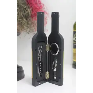 Şişe Tirbuşon Seti Küçük Siyah Alk2630