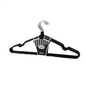 SİYAH 10PCS SİLİKON KAPLAMALI METAL ELBİSE ASKISI (5047)