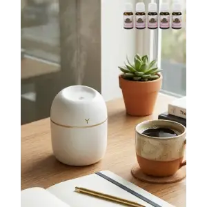 Taşınabilir Mini Nemlendirici 5 Esans Hediyeli Sessiz LED Işıklı Difüzör