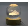 3d Kristal Cam Küre Ahşap Soketli İstanbul Temalı Led Lamba Aalk2574