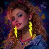 80’ler 9039lar Retro Neon Sarı Şimşek Küpe 10 Cm