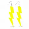 80’ler 9039lar Retro Neon Sarı Şimşek Küpe 10 Cm