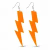 80’ler 9039lar Retro Neon Turuncu Şimşek Küpe 10 Cm