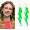 80’ler 9039lar Retro Neon Yeşil Şimşek Küpe 10 Cm