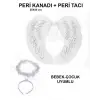 Beyaz Dantel Tüllü Peri Kanadı Ve Peri Tacı Seti 45x40 Cm