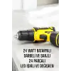 Çift Bataryalı Metal Dişli Darbeli Şarjlı Matkap Seti 24W Güç ve 24 Parça Aksesuar