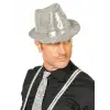 Disko  Gümüş Payetli Fötr Şapka Yetişkin Boy