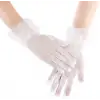 Kısa Boy Güpürlü Beyaz Puantiyeli Tül Eldiven Beyaz Renk (5047)