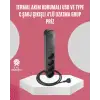 Led Anahtarlı Akım Korumalı Çoklu Priz 4 Priz 3 USB Girişli