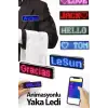 Matrix Kayan Led Yaka Rozeti Mobil Kontrollü Dijital Etiket 9×3cm