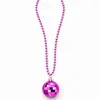 Retro Disko Topu Şekilli 8039ler 9039lar Fuşya Pembe Renk Plastik Kolye