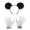 Siyah Mickey Mouse Tacı ve Beyaz Eldiven Seti (5047)