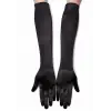 Siyah Renk Dirseğe Kadar Uzun Kumaş Eldiven (5047)