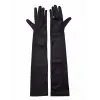 Siyah Renk Likralı Dirseğe Kadar Uzun Kumaş Eldiven 40 Cm
