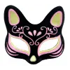 Siyah Renk Süet Kaplama Üzeri Sarı Pembe Simli Kedi Maskesi 17x14 Cm
