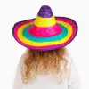 Sombrero Meksika Şapkası Renkli Örme Hasır Çocuk Boy