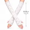 Uzun Zarif Dantel Eldiven Parmaksız Beyaz 35 Cm