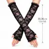 Uzun Zarif Dantel Eldiven Parmaksız Siyah 35 Cm