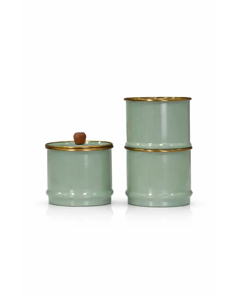 PR Home Soft Green Emaye Katlı Baharatlık Seti