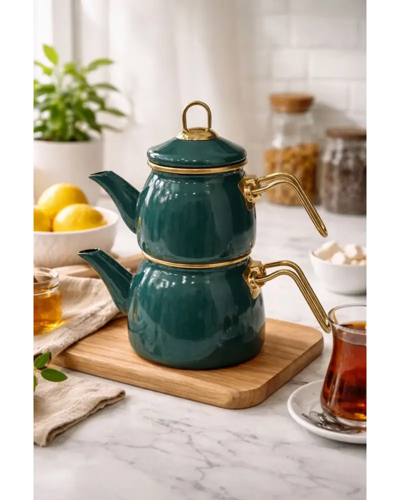 PR Home Emaye Mini Model Emaye Çaydanlık Petrol Yeşili