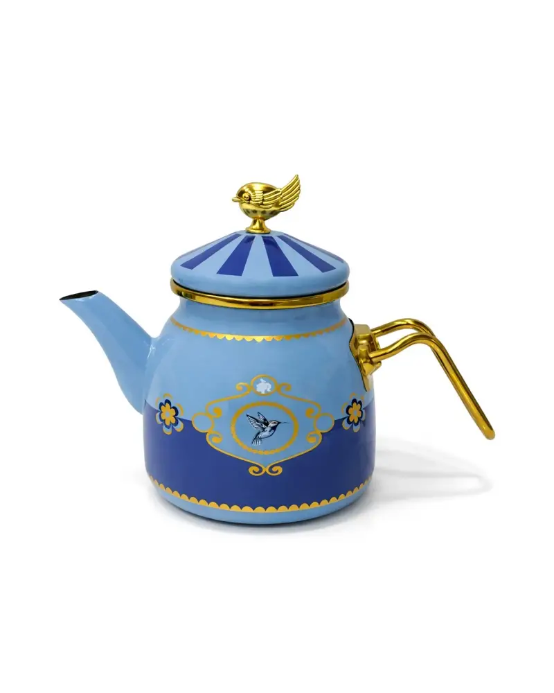 PR Home Alaria Mavi Rose Model Emaye Çaydanlık