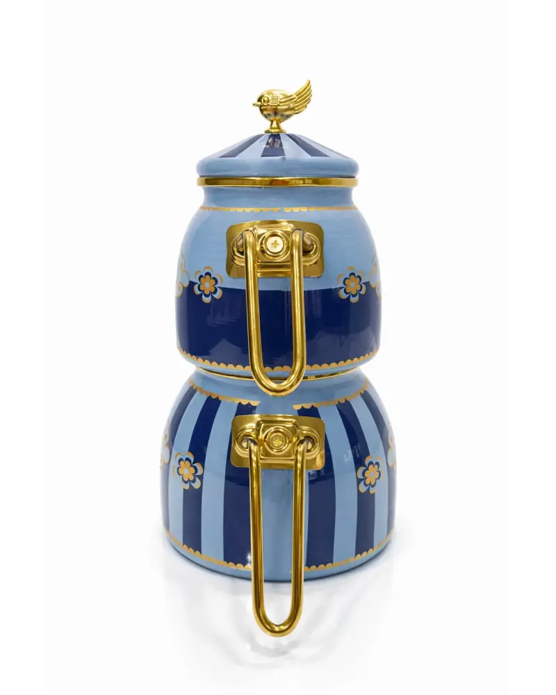 PR Home Alaria Mavi Rose Model Emaye Çaydanlık