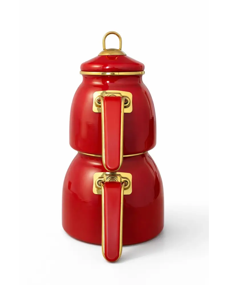 PR Home Kırmızı Rose Model Emaye Çaydanlık