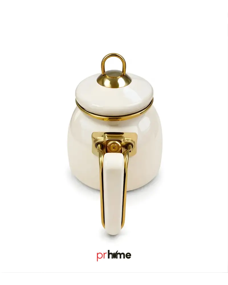 PR Home Emaye Rose Model Çaydanlık Krem