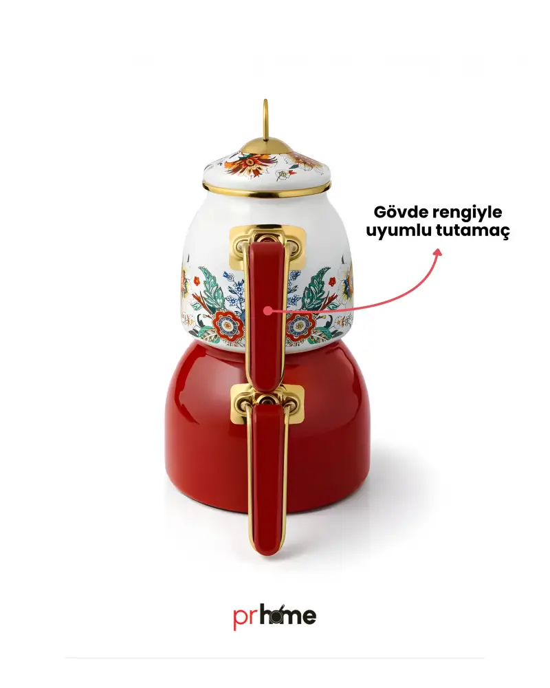PR Home Magnolia Rose Model Emaye Çaydanlık