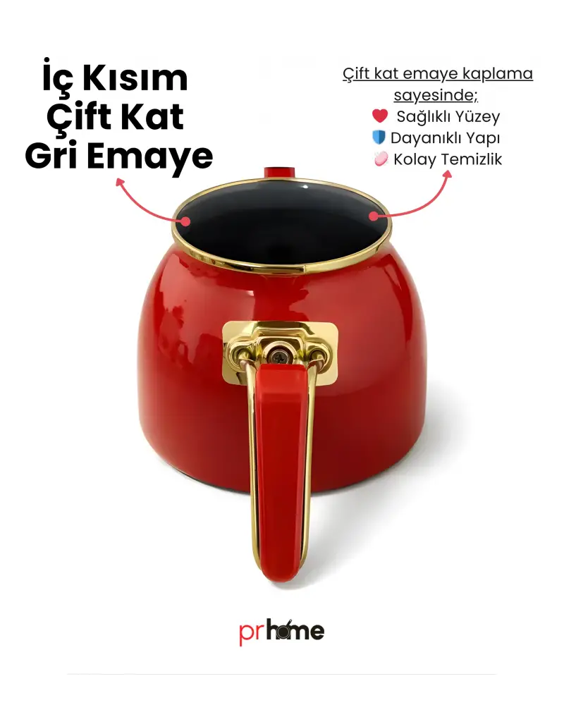 PR Home Magnolia Rose Model Emaye Çaydanlık