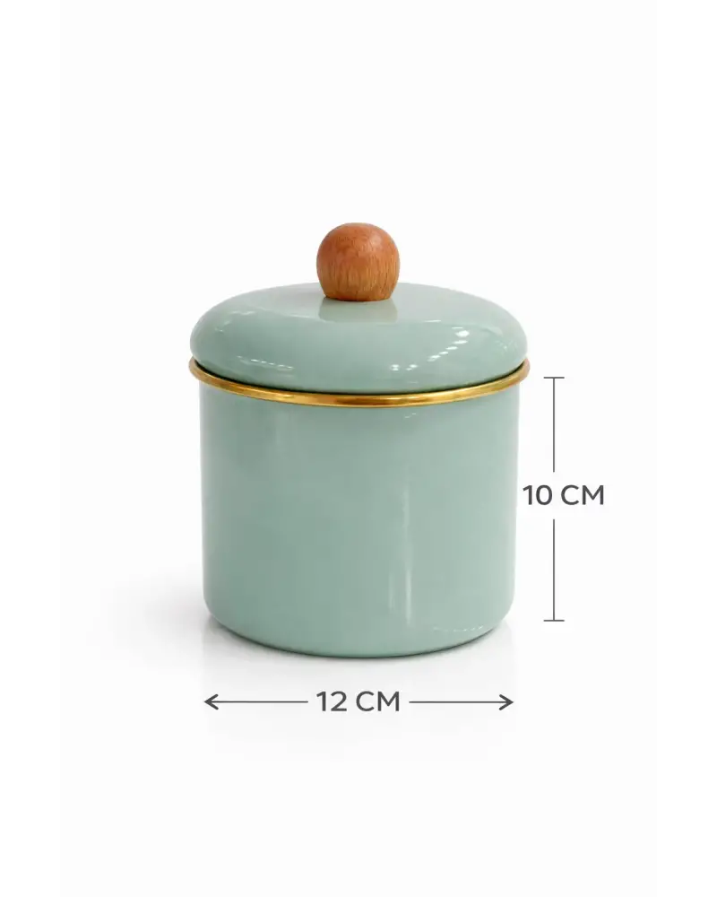 PR Home Soft Green Emaye Baharatlık Seti 10 Cm