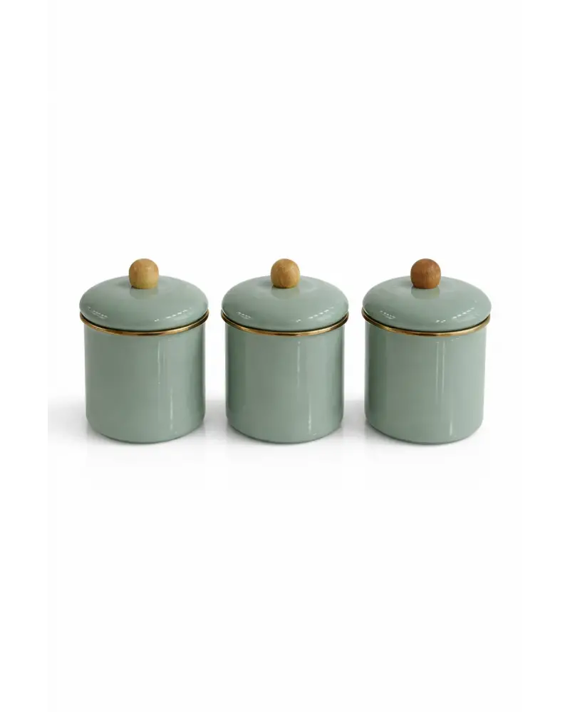 PR Home Soft Green Emaye Baharatlık Seti 12 Cm